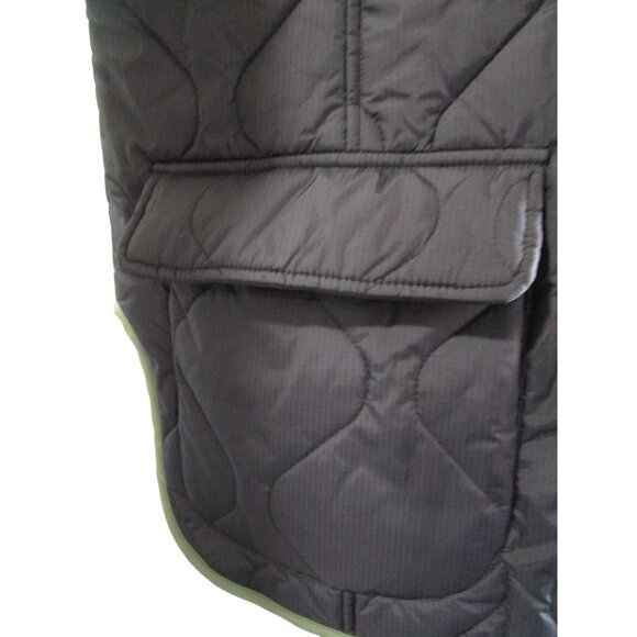 Aaron Amber Small Quilted Nylon Jacket Black Green Button Front NY Co New - Picture 13 of 16
